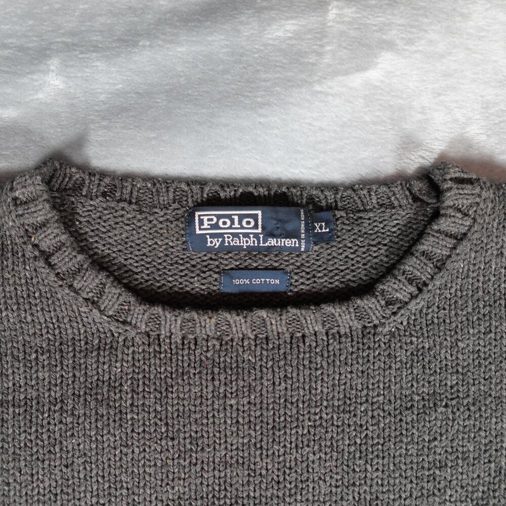 Vintage Polo Ralph Lauren Cotton Knit Sweater Mens XL Heavyweight Gray - Picture 3 of 8